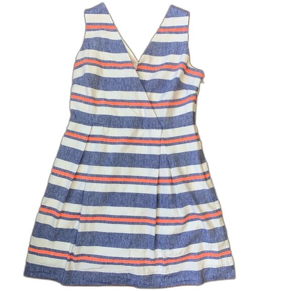 Vineyard Vines Linen Blend Striped Fit & Flare Sleeveless Dress Size 14 - Picture 2 of 9